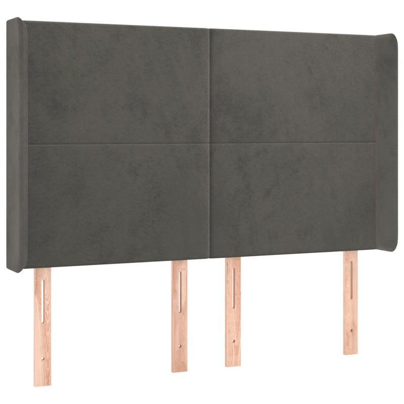 vidaXL sötétszürke bársony LED-es fejtámla 147x16x118/128 cm