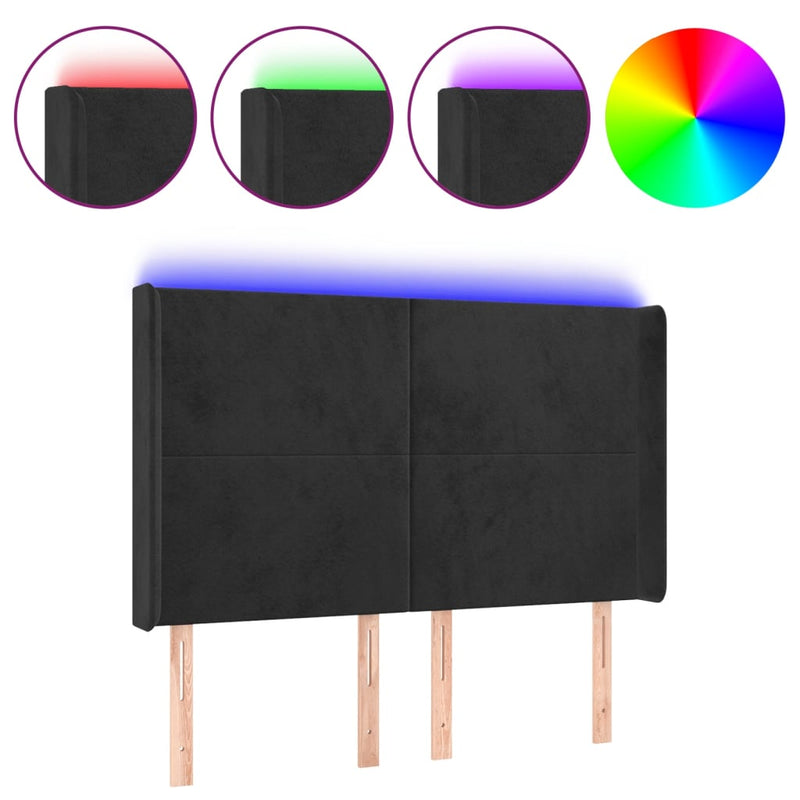 vidaXL fekete bársony LED-es fejtámla 147x16x118/128 cm