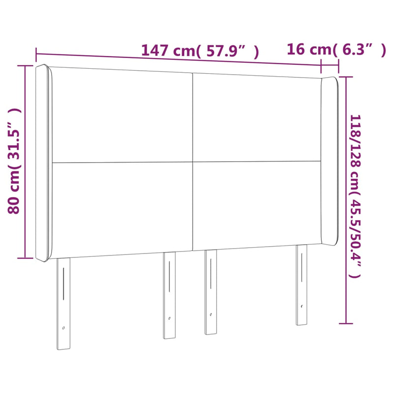 vidaXL sötétzöld bársony LED-es fejtámla 147x16x118/128 cm