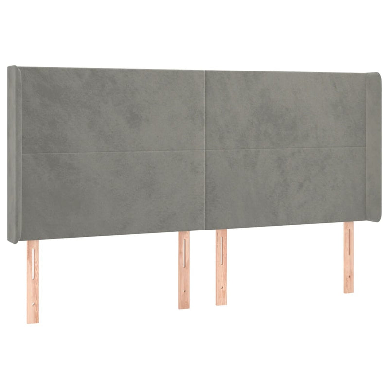 vidaXL világosszürke bársony LED-es fejtámla 163x16x118/128 cm