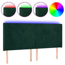 vidaXL sötétzöld bársony LED-es fejtámla 163x16x118/128 cm