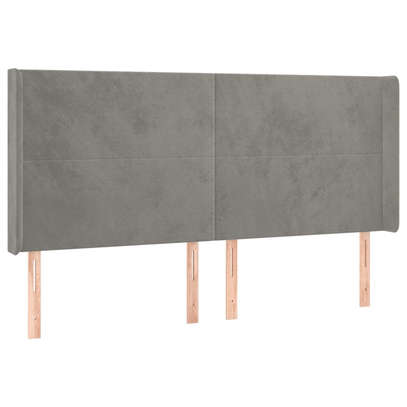 vidaXL világosszürke bársony LED-es fejtámla 183x16x118/128 cm