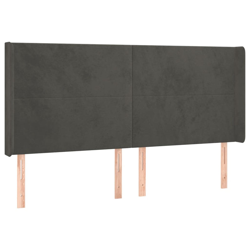 vidaXL sötétszürke bársony LED-es fejtámla 183x16x118/128 cm