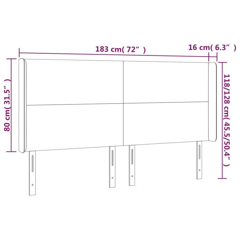 vidaXL sötétzöld bársony LED-es fejtámla 183x16x118/128 cm