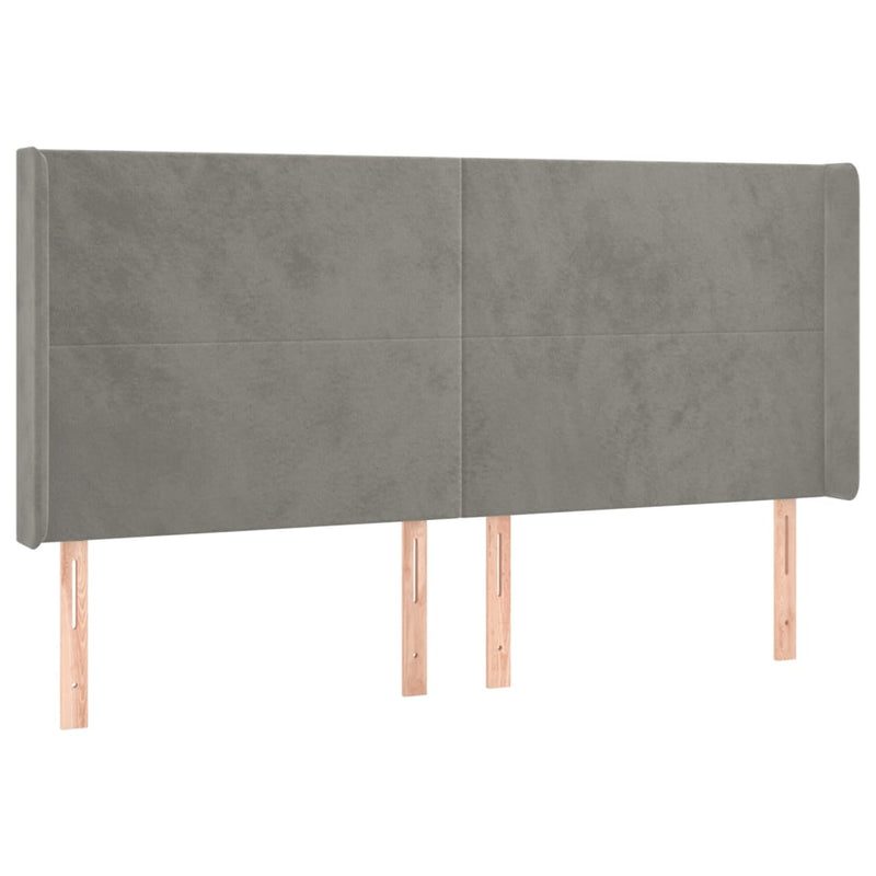 vidaXL világosszürke bársony LED-es fejtámla 203x16x118/128 cm