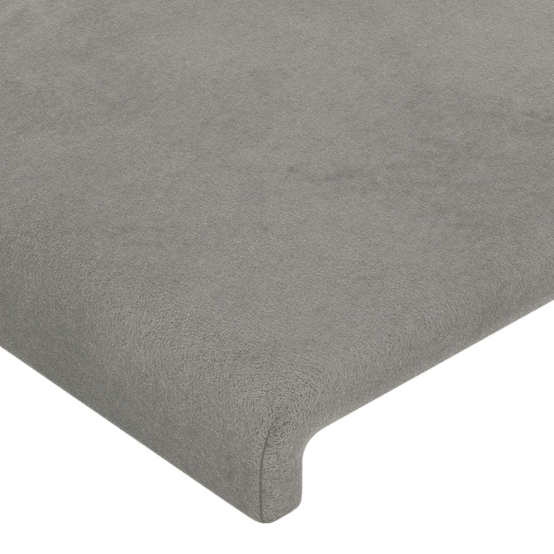 vidaXL világosszürke bársony LED-es fejtámla 203x16x118/128 cm