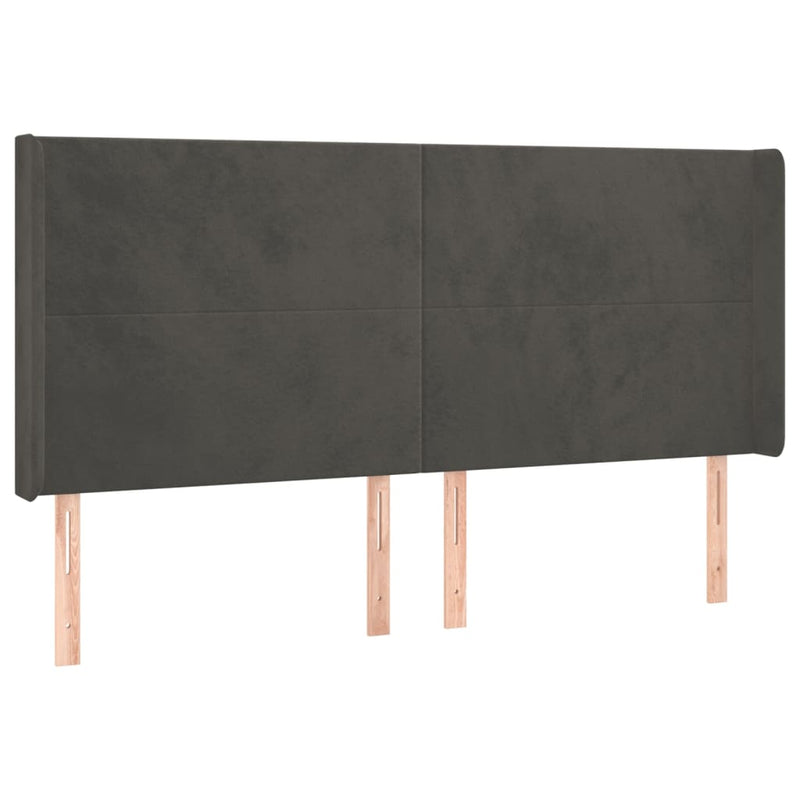 vidaXL sötétszürke bársony LED-es fejtámla 203x16x118/128 cm
