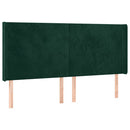 vidaXL sötétzöld bársony LED-es fejtámla 203x16x118/128 cm