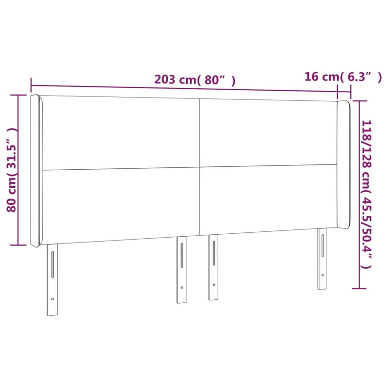 vidaXL sötétzöld bársony LED-es fejtámla 203x16x118/128 cm