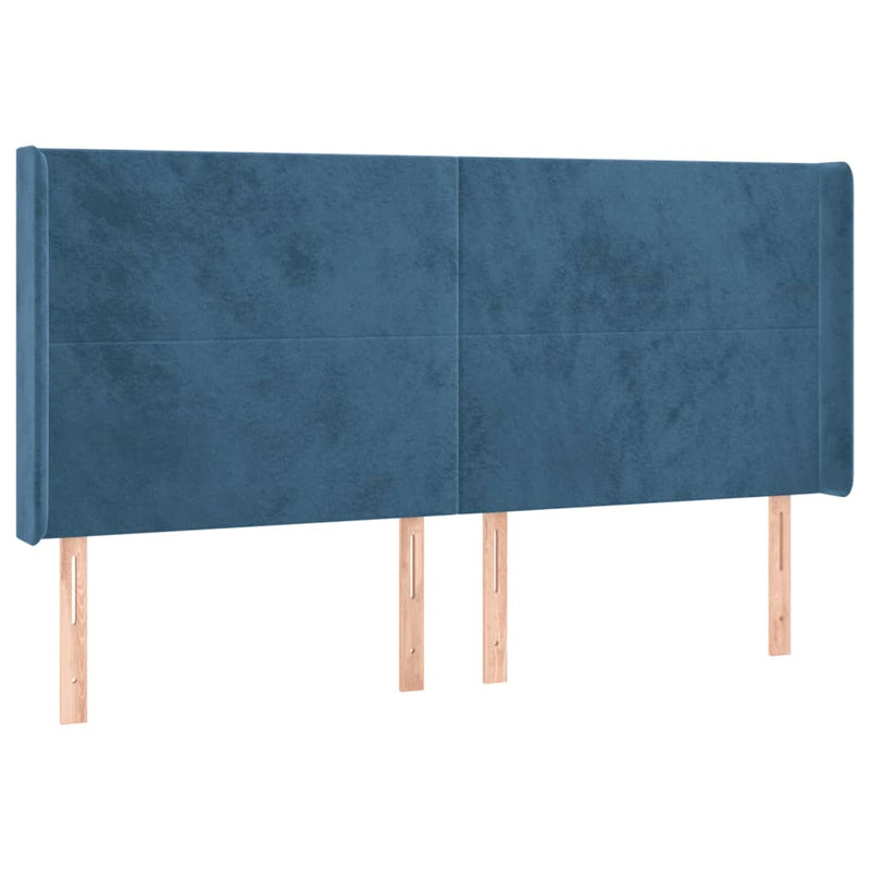 vidaXL sötétkék bársony LED-es fejtámla 203x16x118/128 cm