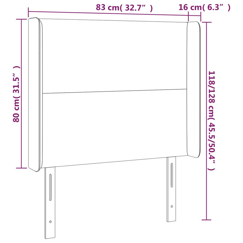 vidaXL krémszínű műbőr LED-es fejtámla 83x16x118/128 cm