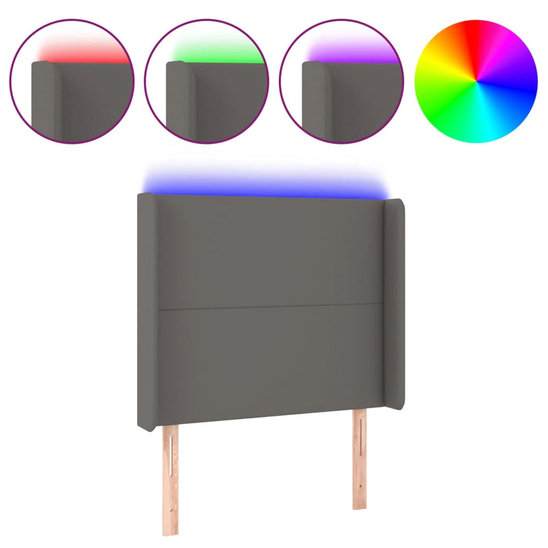 vidaXL szürke műbőr LED-es fejtámla 83x16x118/128 cm