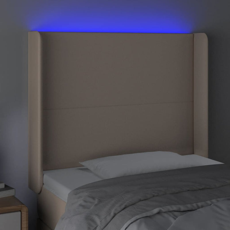 vidaXL cappuccino műbőr LED-es fejtámla 83x16x118/128 cm
