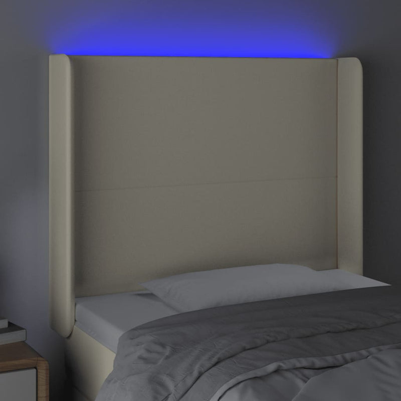vidaXL krémszínű műbőr LED-es fejtámla 93x16x118/128 cm