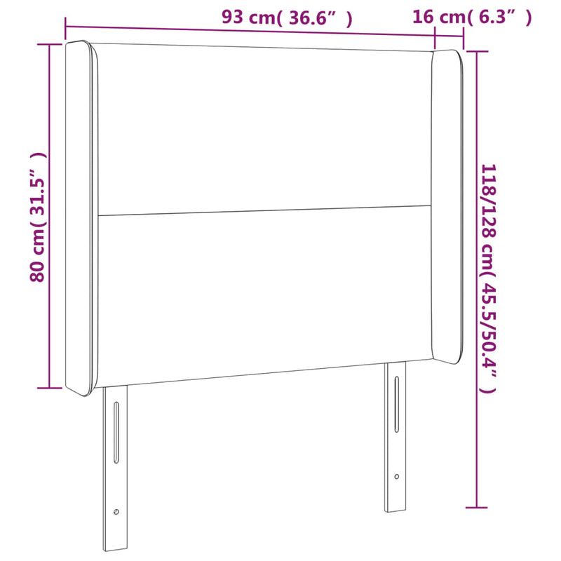 vidaXL krémszínű műbőr LED-es fejtámla 93x16x118/128 cm