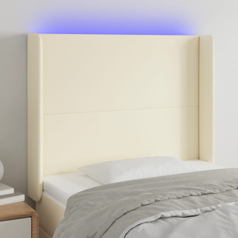 vidaXL krémszínű műbőr LED-es fejtámla 93x16x118/128 cm