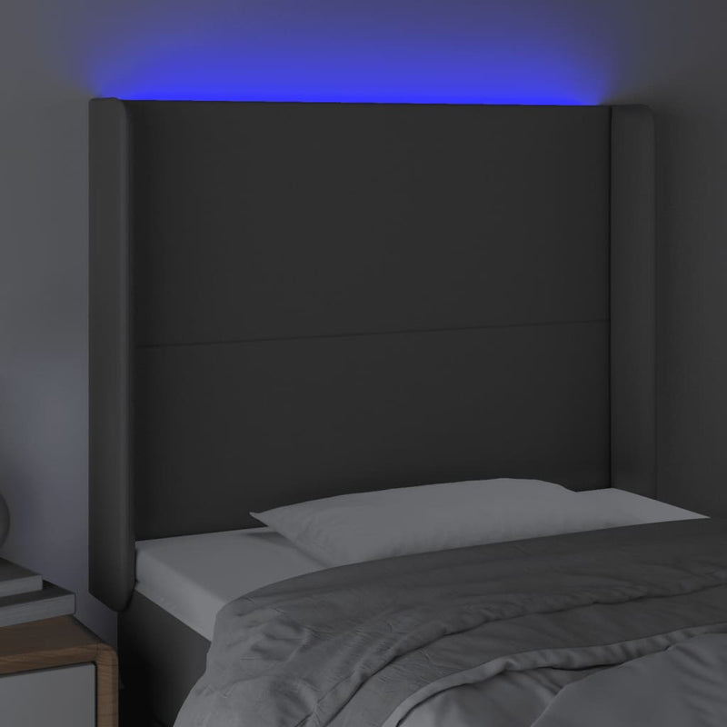 vidaXL szürke műbőr LED-es fejtámla 93x16x118/128 cm