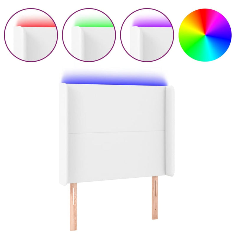 vidaXL fehér műbőr LED-es fejtámla 103x16x118/128 cm