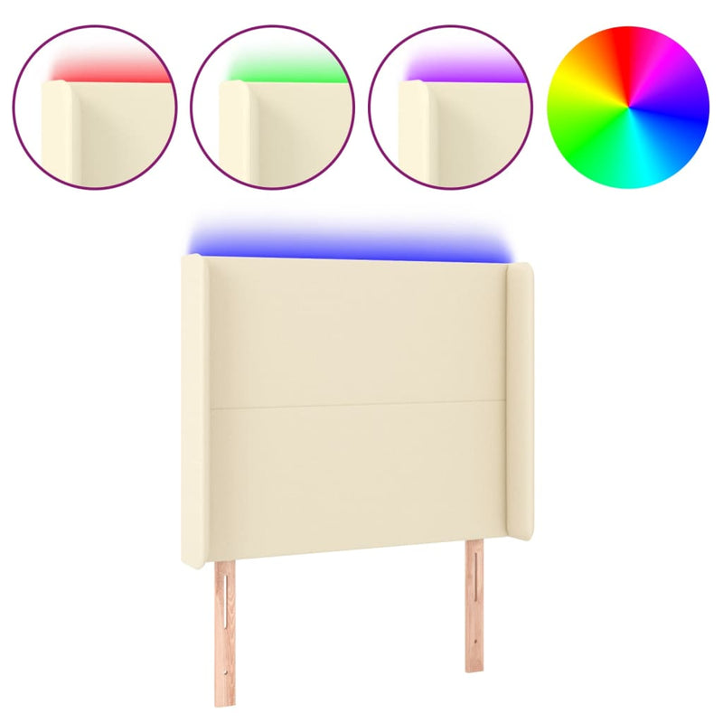 vidaXL krémszínű műbőr LED-es fejtámla 103x16x118/128 cm