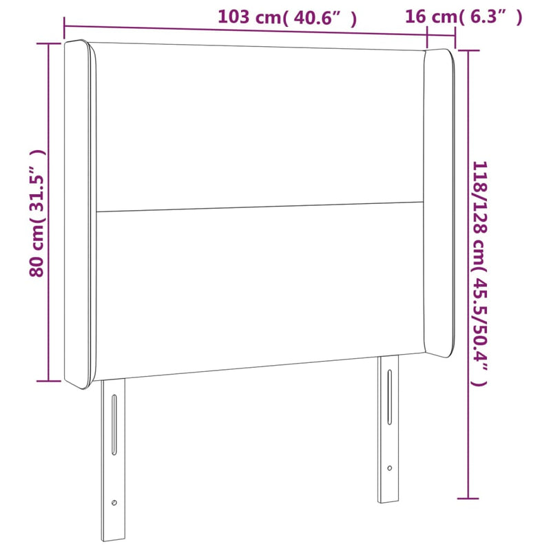 vidaXL krémszínű műbőr LED-es fejtámla 103x16x118/128 cm