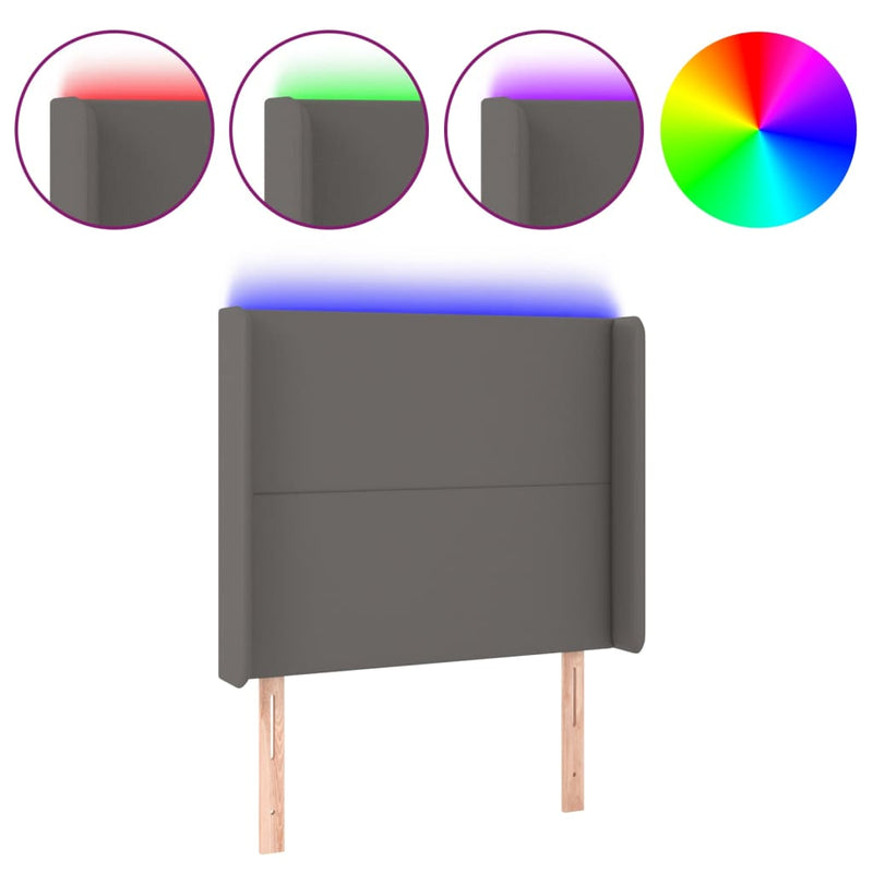 vidaXL szürke műbőr LED-es fejtámla 103x16x118/128 cm
