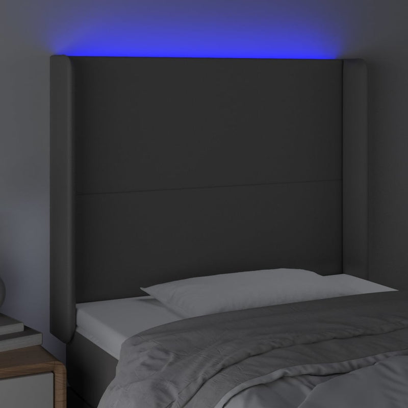 vidaXL szürke műbőr LED-es fejtámla 103x16x118/128 cm