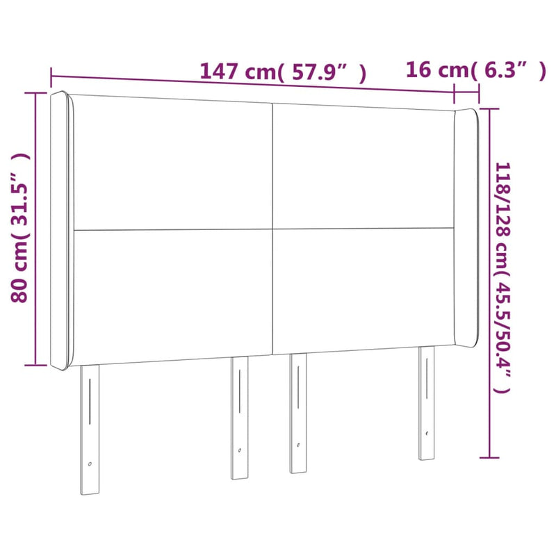 vidaXL fekete műbőr LED-es fejtámla 147x16x118/128 cm