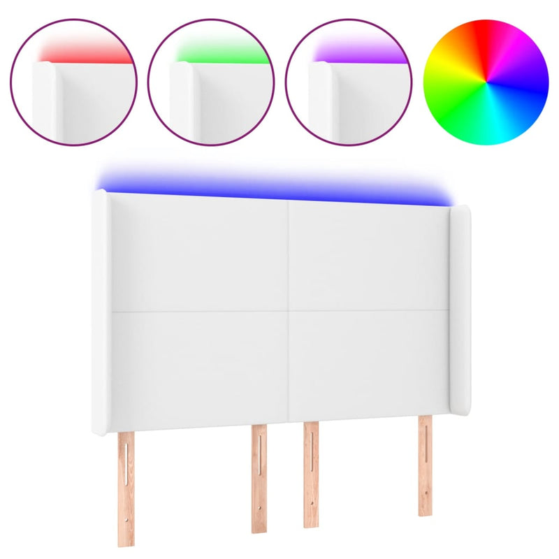 vidaXL fehér műbőr LED-es fejtámla 147x16x118/128 cm