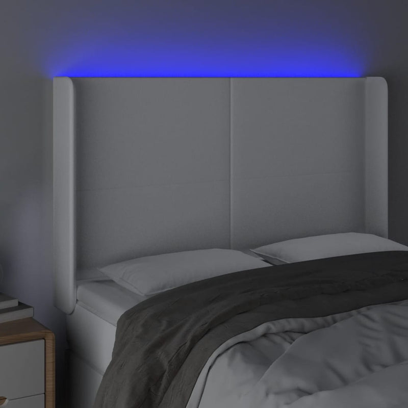 vidaXL fehér műbőr LED-es fejtámla 147x16x118/128 cm