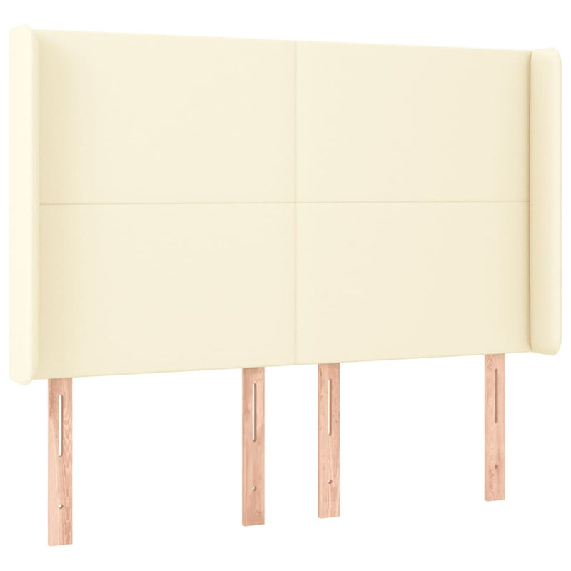 vidaXL krémszínű műbőr LED-es fejtámla 147x16x118/128 cm