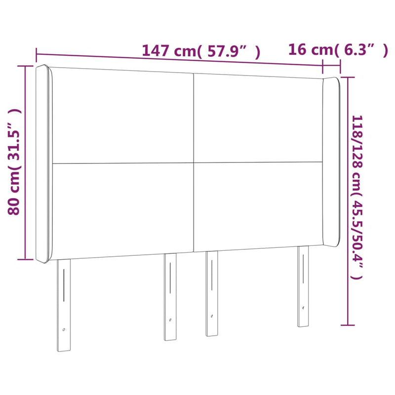 vidaXL krémszínű műbőr LED-es fejtámla 147x16x118/128 cm