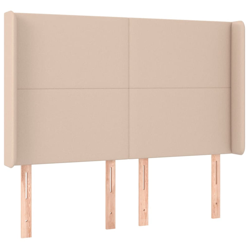 vidaXL cappuccino műbőr LED-es fejtámla 147x16x118/128 cm
