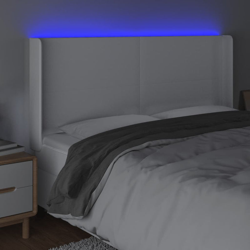 vidaXL fehér műbőr LED-es fejtámla 163x16x118/128 cm
