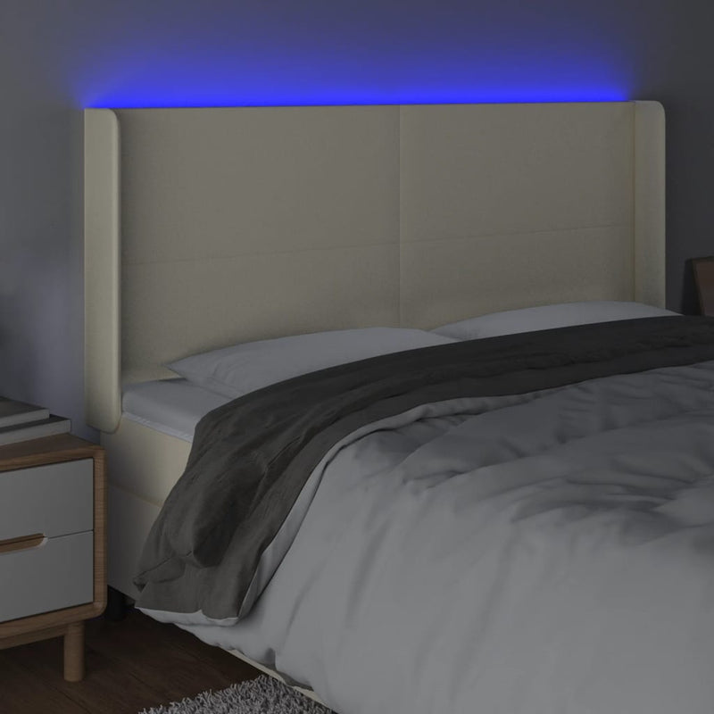 vidaXL krémszínű műbőr LED-es fejtámla 163x16x118/128 cm