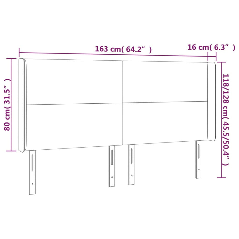 vidaXL krémszínű műbőr LED-es fejtámla 163x16x118/128 cm