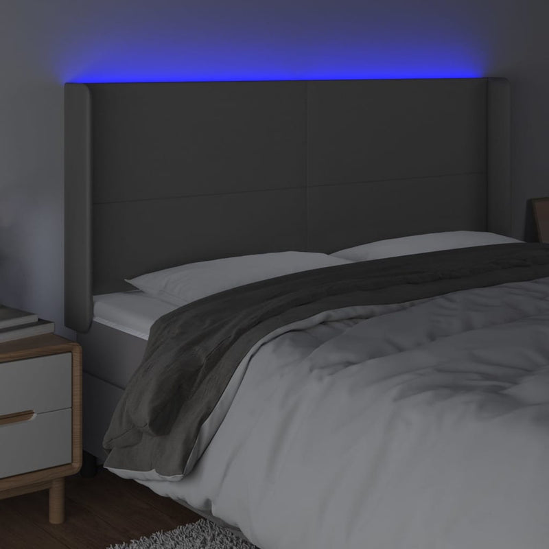vidaXL szürke műbőr LED-es fejtámla 163x16x118/128 cm