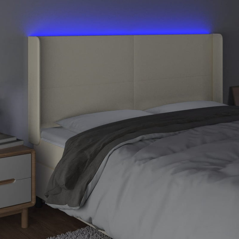 vidaXL krémszínű műbőr LED-es fejtámla 183x16x118/128 cm