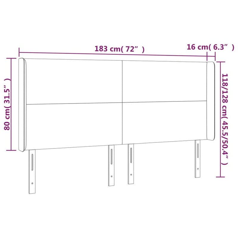 vidaXL krémszínű műbőr LED-es fejtámla 183x16x118/128 cm