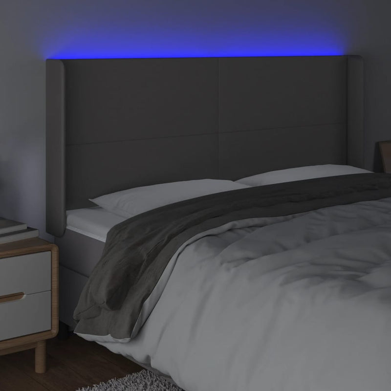 vidaXL szürke műbőr LED-es fejtámla 183x16x118/128 cm