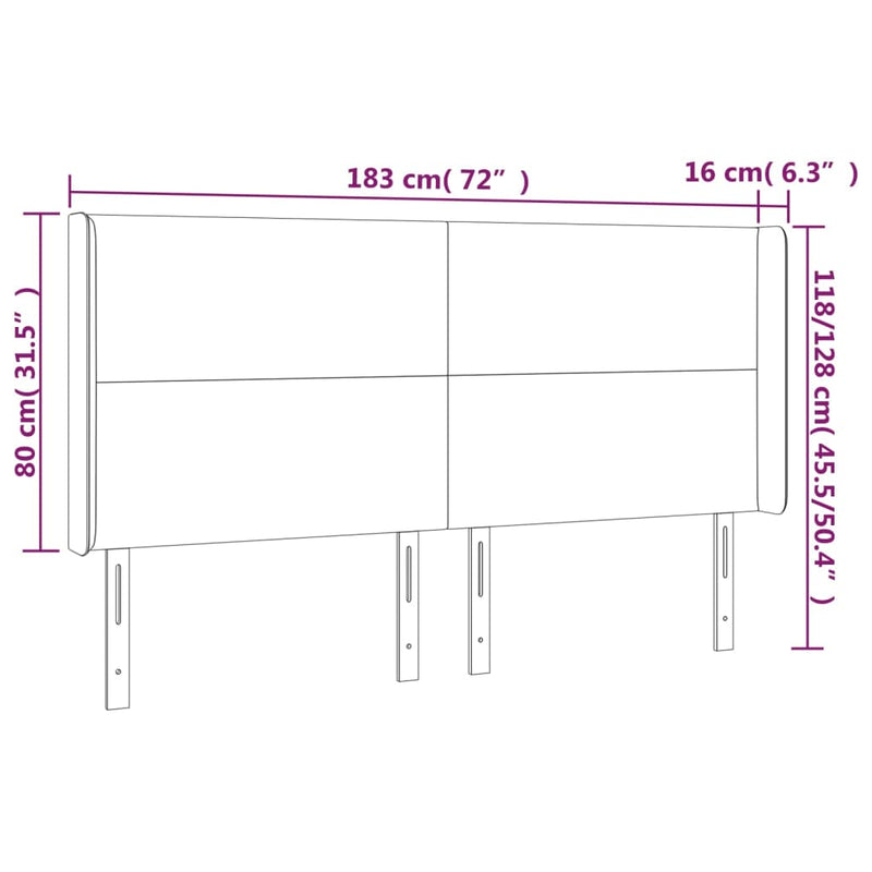 vidaXL szürke műbőr LED-es fejtámla 183x16x118/128 cm