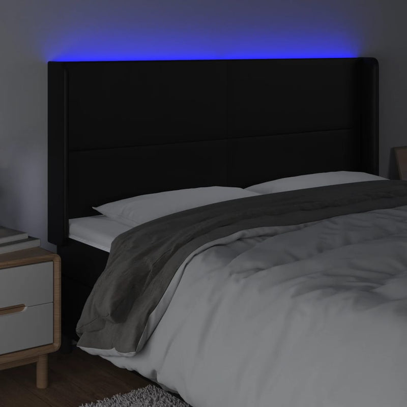vidaXL fekete műbőr LED-es fejtámla 203x16x118/128 cm