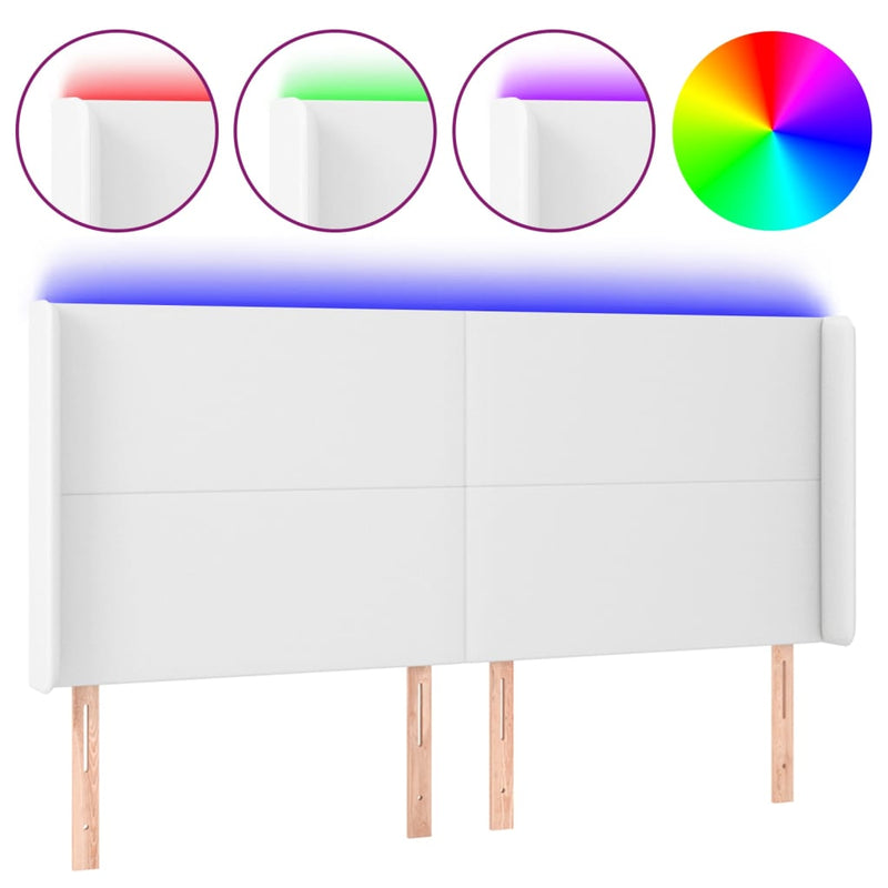 vidaXL fehér műbőr LED-es fejtámla 203x16x118/128 cm
