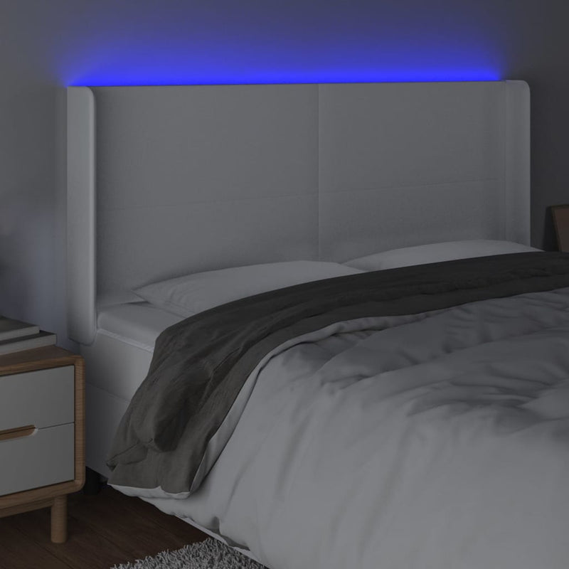 vidaXL fehér műbőr LED-es fejtámla 203x16x118/128 cm