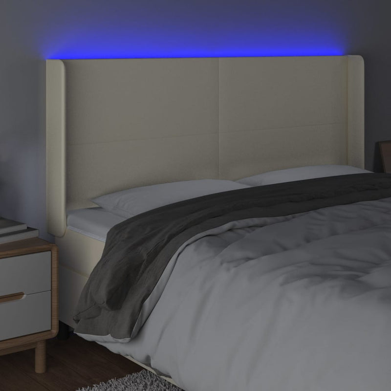 vidaXL krémszínű műbőr LED-es fejtámla 203x16x118/128 cm