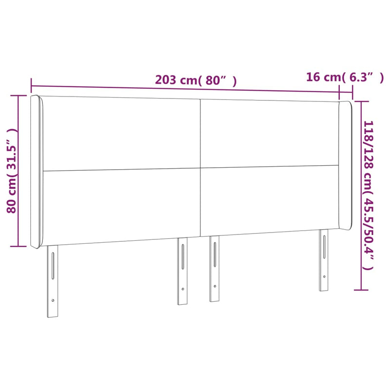 vidaXL krémszínű műbőr LED-es fejtámla 203x16x118/128 cm