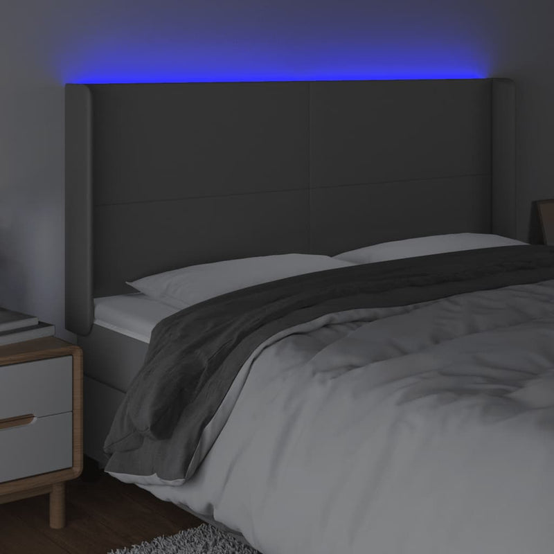 vidaXL szürke műbőr LED-es fejtámla 203x16x118/128 cm