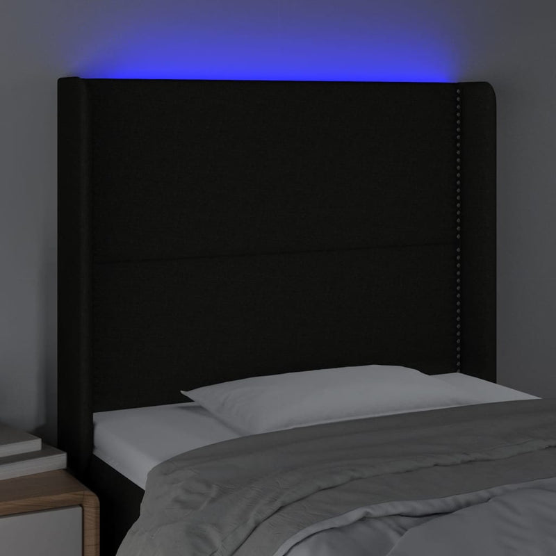 vidaXL fekete szövet LED-es fejtámla 93x16x118/128 cm