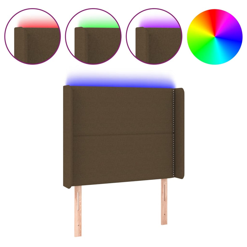 vidaXL sötétbarna szövet LED-es fejtámla 93x16x118/128 cm