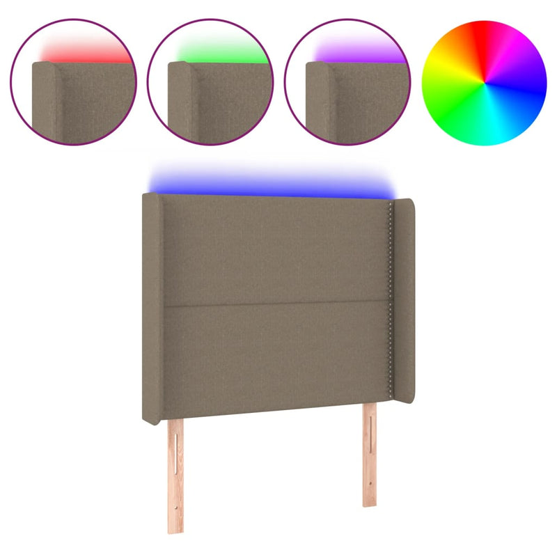 vidaXL tópszínű szövet LED-es fejtámla 93x16x118/128 cm