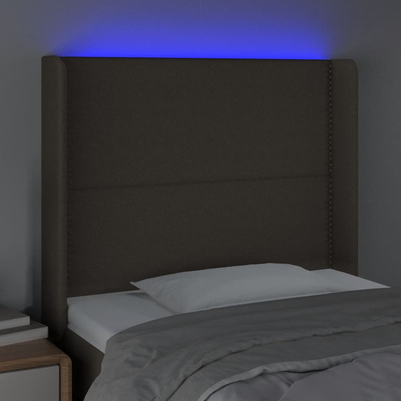 vidaXL tópszínű szövet LED-es fejtámla 93x16x118/128 cm